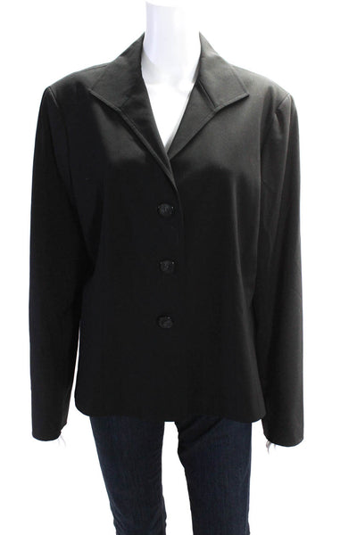 Lafayette 148 New York Womens Wool Darted Collared Buttoned Blazer Black Size 16