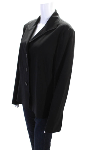 Lafayette 148 New York Womens Wool Darted Collared Buttoned Blazer Black Size 16