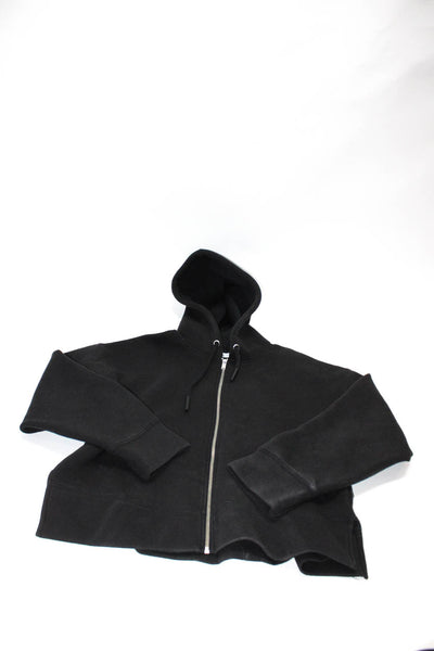 Zara Womens Crop Long Sleeved Crew Sweatshirt Hoodie Gray Black Size M L Lot 2