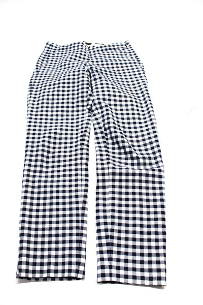 J Crew Womens Mid Rise Slim Fit Gingham Plaid Print Trousers Blue Size 00, Lot 2