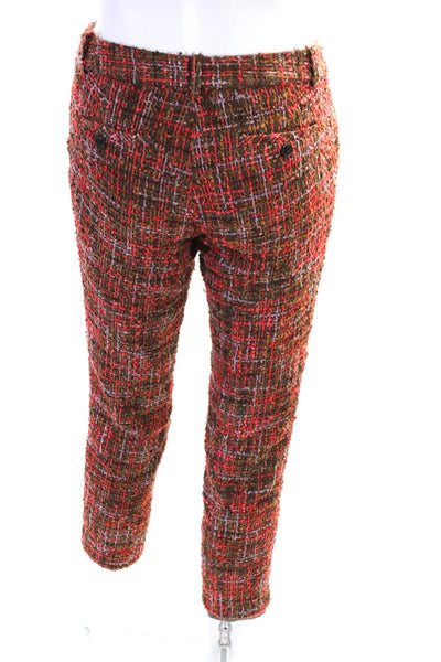 J Crew Women's Straight Leg Cropped Mid Rise Tweed Trousers Red Size 00