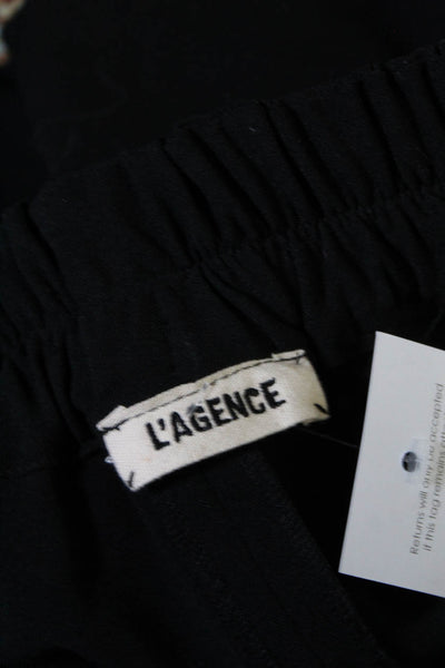 L" Agence Elastic Waist Pleated Straight Leg Dress Pant Black Size S