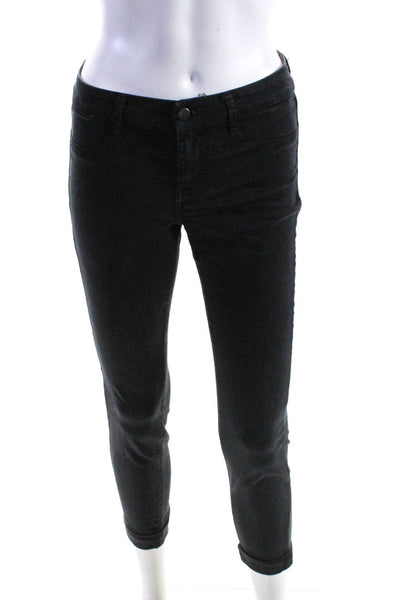 J Brand Womens Buttoned Cuffed Hem Skinny Leg Casual Pants Black Size EUR25