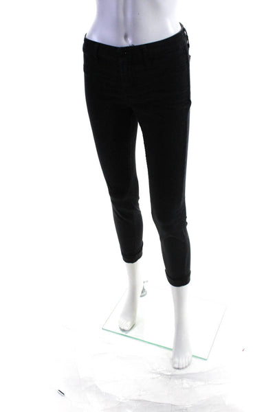 J Brand Womens Buttoned Cuffed Hem Skinny Leg Casual Pants Black Size EUR25