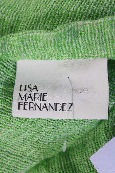 Lisa Marie Fernandez Womens Long Sleeve Boat Neck Top Blouse Green Linen Size 2
