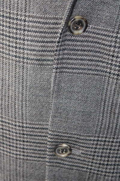 Boss Hugo Boss Mens Two Button Notched Lapel Glen Plaid Blazer Jacket Gray 42L