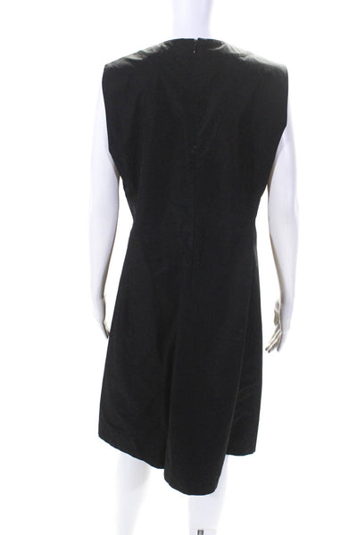 Derek Lam Women's Sleeveless V Neck Knee Length Sheath Dress Black Size L