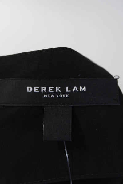 Derek Lam Women's Sleeveless V Neck Knee Length Sheath Dress Black Size L