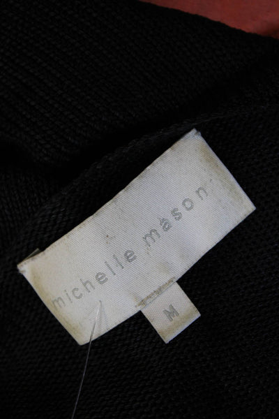 Michelle Mason Womens Long Sleeve Wrap V Neck Sweater Black Size Medium