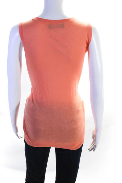 Magaschoni Collection Womens Scoop Neck Knit Tank Top Orange Cotton Size Large