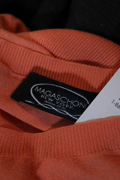 Magaschoni Collection Womens Scoop Neck Knit Tank Top Orange Cotton Size Large