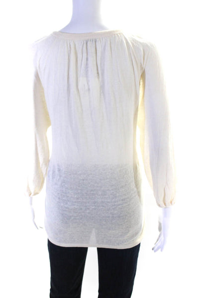 Joie Women's V-Neck Long Sleeves Tassel Pullover Sweater Ivory Size XS