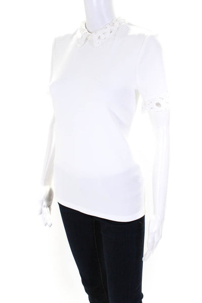 Karl Lagerfeld Women's Short Sleeve Mock Neck Blouse White Size XS