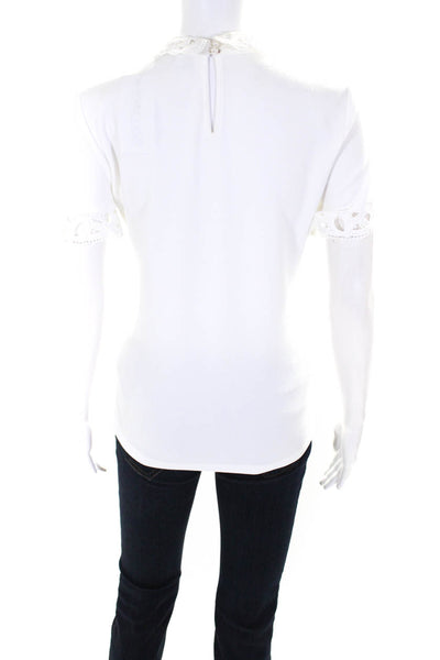 Karl Lagerfeld Women's Short Sleeve Mock Neck Blouse White Size XS