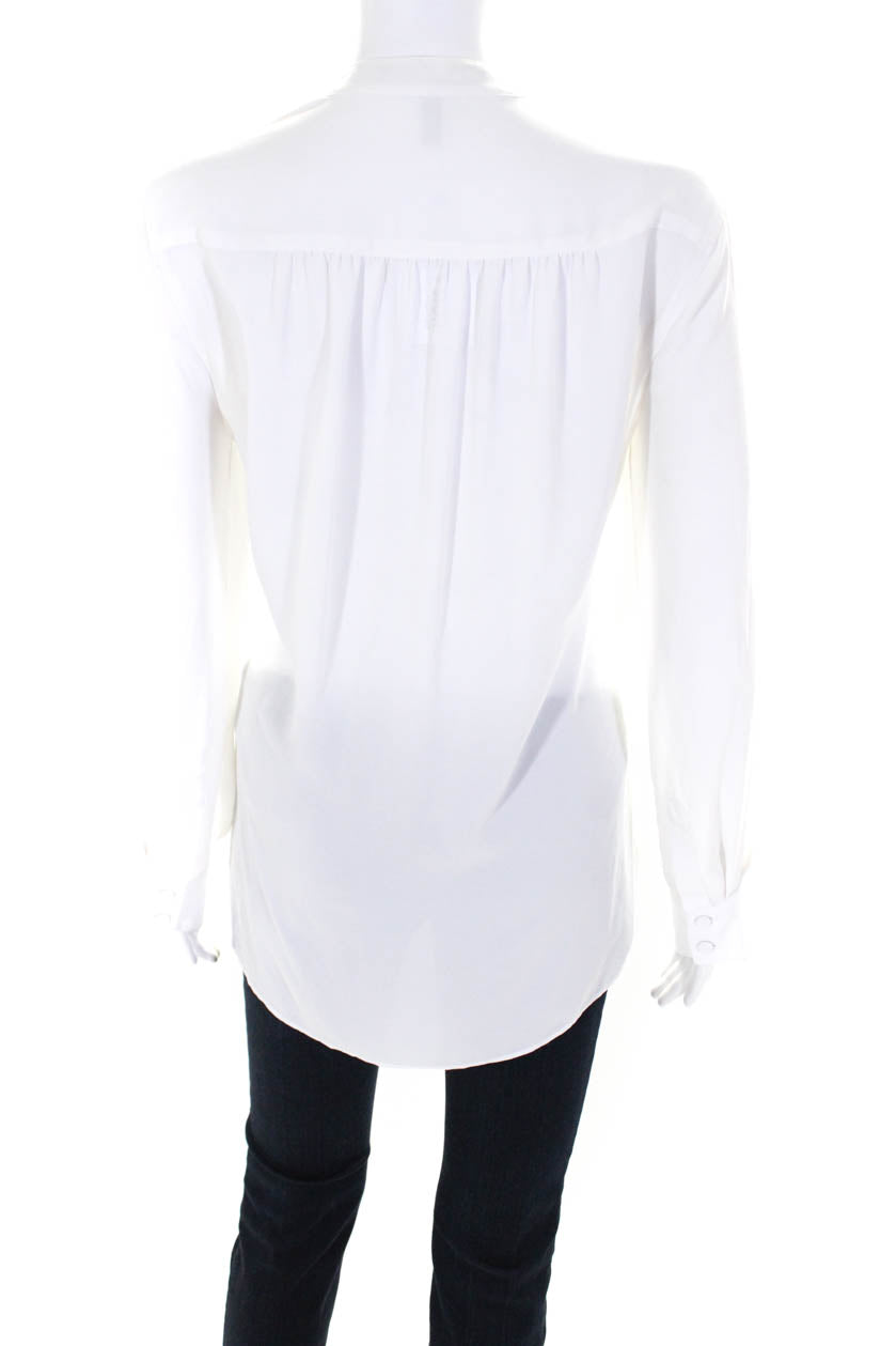 BCBGMAXAZRIA Women s Jaklyn Draped Front Long Sleeve Blouse White