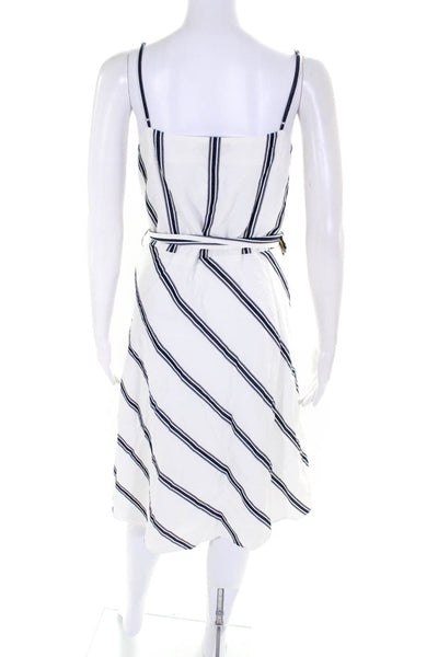 Rag & Bone Women's Striped V Neck Snap Front A Line Dress White Size S