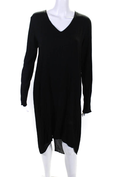 Transit Par Such Womens Long Sleeve Chiffon Cape V Neck Midi Dress Black Size 2