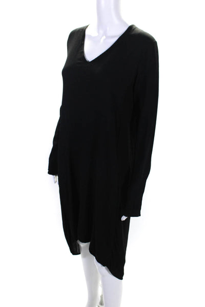 Transit Par Such Womens Long Sleeve Chiffon Cape V Neck Midi Dress Black Size 2