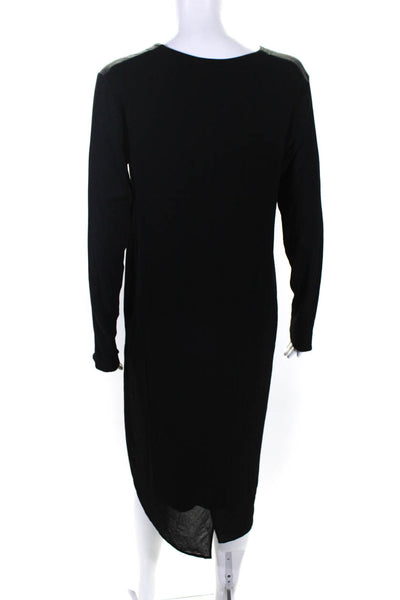 Transit Par Such Womens Long Sleeve Chiffon Cape V Neck Midi Dress Black Size 2