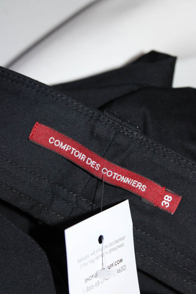 Comptoir Des Cotonniers Womens Mid Rise Twill Flare Chino Pants Black Size FR 38