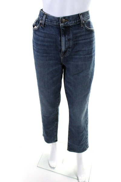 Current/Elliott Womens Denim High-Rise Straight Medium Wash Jeans Blue Size 30