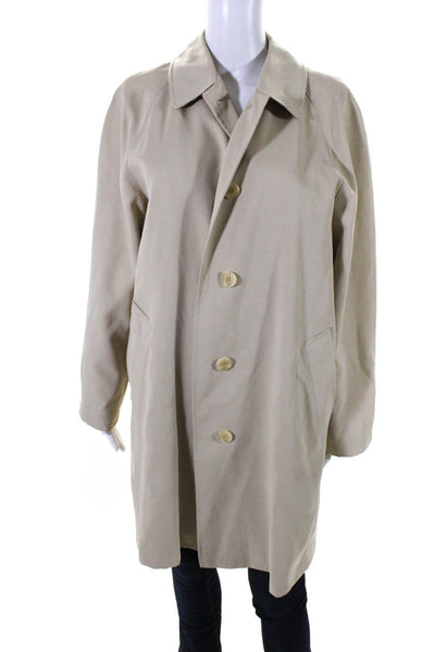 Burberry Womens Collared Button-Up Lined Long Trench Coat Jacket Beige Size 40