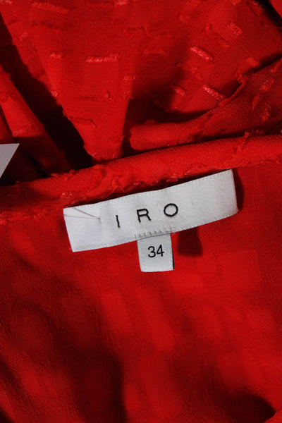 IRO Women's V-Neck Sleeveless Blouse Red Size 34