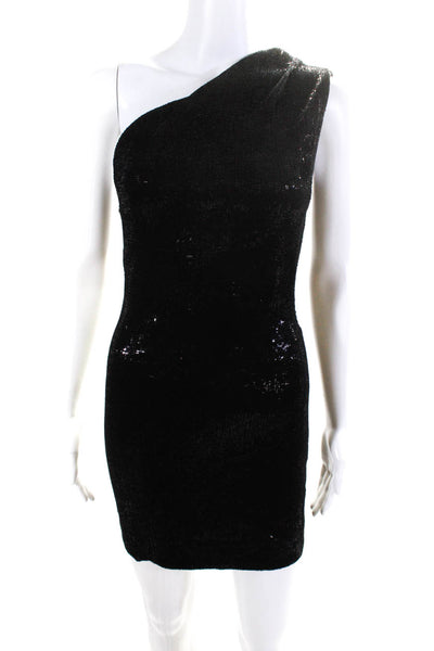 Hanley Women's One Shoulder Sequin Bodycon Mini Dress Black Size 2