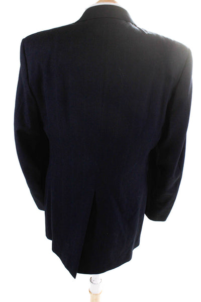 Harold Powell Men's Long Sleeves Line Button Up Jacket Navy Blue Size 42