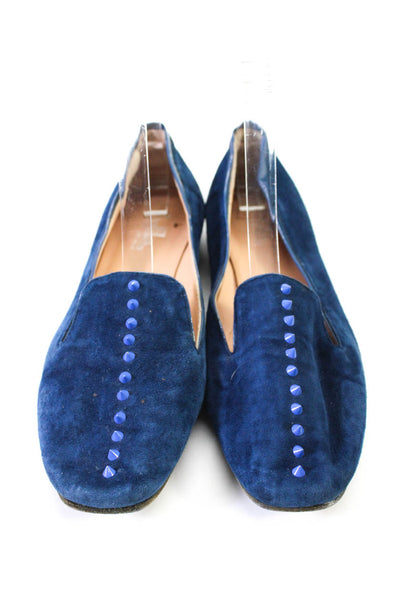 Belle Sigerson Morrison Womens Suede Studded Slide On Loafers Navy Blue Size 8 B