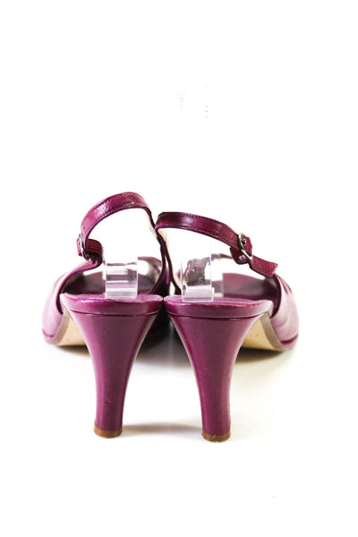 Jigsaw Womens Leather Peep Toe Slingbacks Pumps Purple Size 40 10
