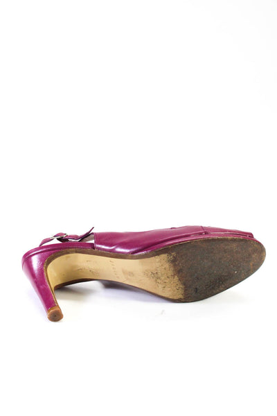 Jigsaw Womens Leather Peep Toe Slingbacks Pumps Purple Size 40 10