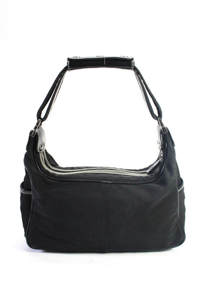 Tods Women's Zip Closure Nylon Shoulder Bag Black