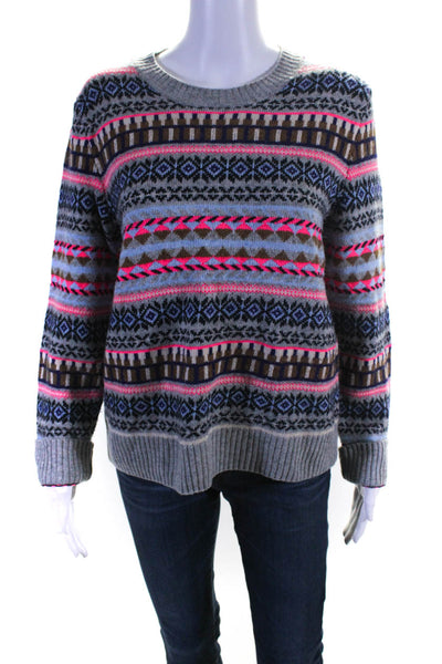 J Crew Women's Printed Long Sleeve Crewneck Pullover Sweater Multicolor Size M