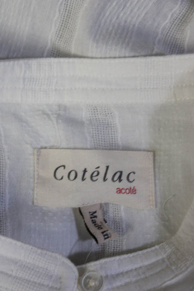 Cotelac Womens Cotton Striped Buttoned-Up Long Sleeve Blouse Top White Size 2