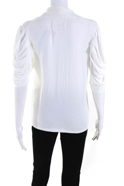Ba&Sh Womens Collared Short Sleeve Pullover V-Neck Blouse Top White Size 2