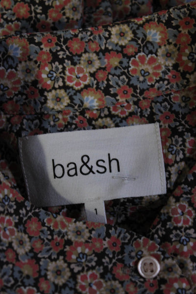 Ba&Sh Womens Cotton Floral Print Buttoned Long Sleeve Blouse Top Orange Size 1