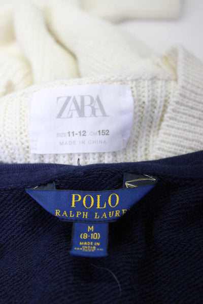 Zara Polo Ralph Luren Girls Cotton Knit Sweater Jacket White Size 11-12 M Lot 2
