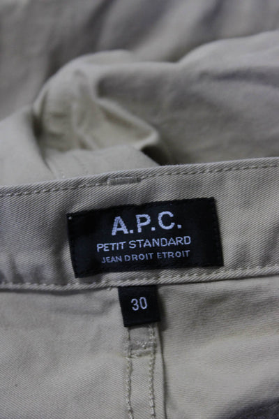 A.P.C. Mes Slim Leg Casual Pants Khaki Beige Cotton Size 30
