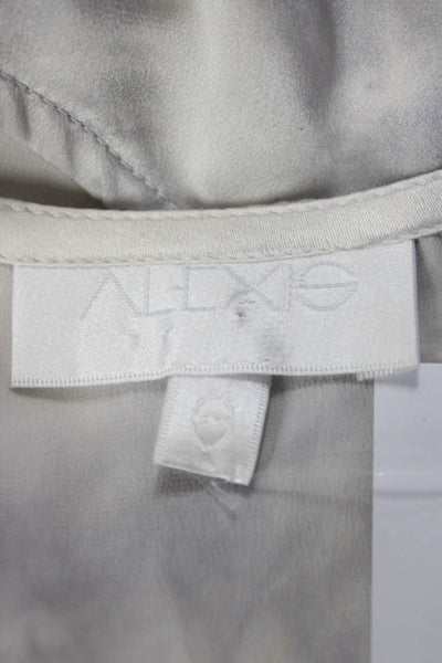 Alexis Womens 100% Silk Tie Dye Tied Racerback Tank Blouse Gray White Size S