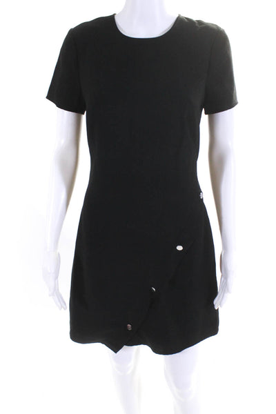 Rebecca Minkoff Womens Short Sleeved Asymmetrical Snap Short Dress Black Size 2