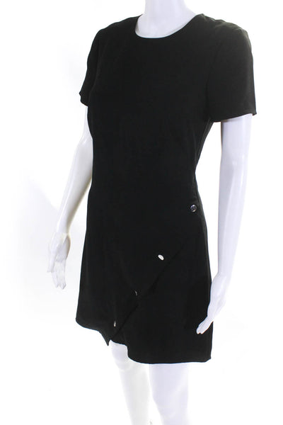 Rebecca Minkoff Womens Short Sleeved Asymmetrical Snap Short Dress Black Size 2