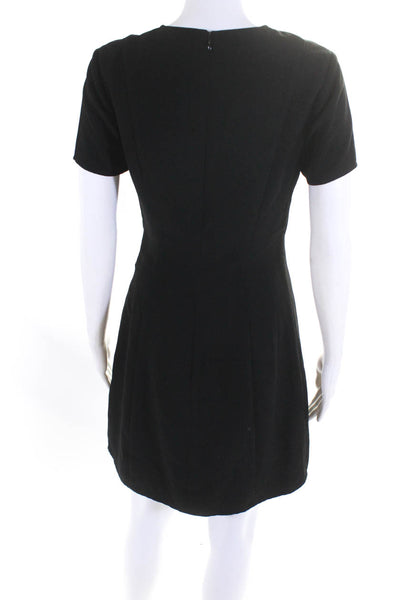 Rebecca Minkoff Womens Short Sleeved Asymmetrical Snap Short Dress Black Size 2