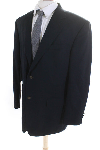 Oscar de la Renta Mens Wool Buttoned Collar Long Sleeve Blazer Navy Size EUR46L