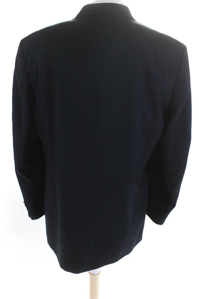 Oscar de la Renta Mens Wool Buttoned Collar Long Sleeve Blazer Navy Size EUR46L