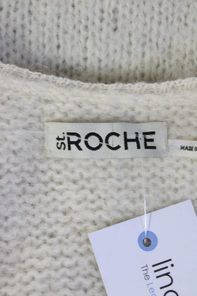 St Roche Women's Open Front Fringe Cardigan Sweater Off White Size XS