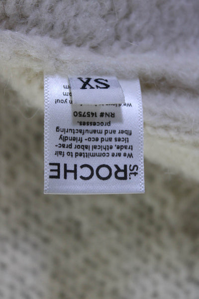St Roche Women's Open Front Fringe Cardigan Sweater Off White Size XS