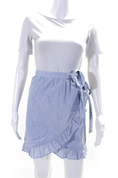 Madewell Womens Ruffle Hem Wrap Shorts Skort Light Blue Size 14