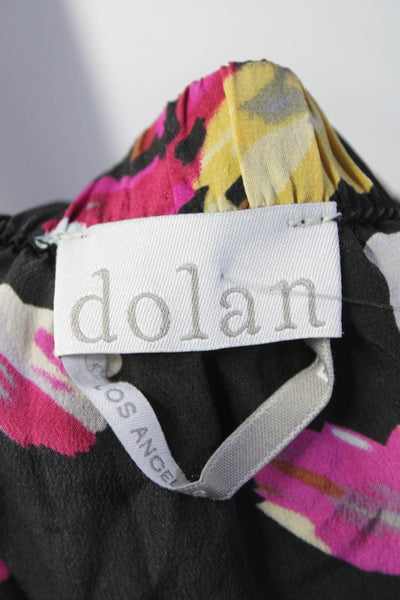 Dolan Womens Abstract Floral Draped Elastic Waist Mini Skirt Black Pink Large