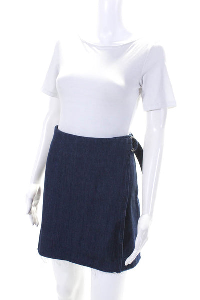 Madewell Womens Unlined Denim Mini Wrap Skort Shorts Blue Size 14